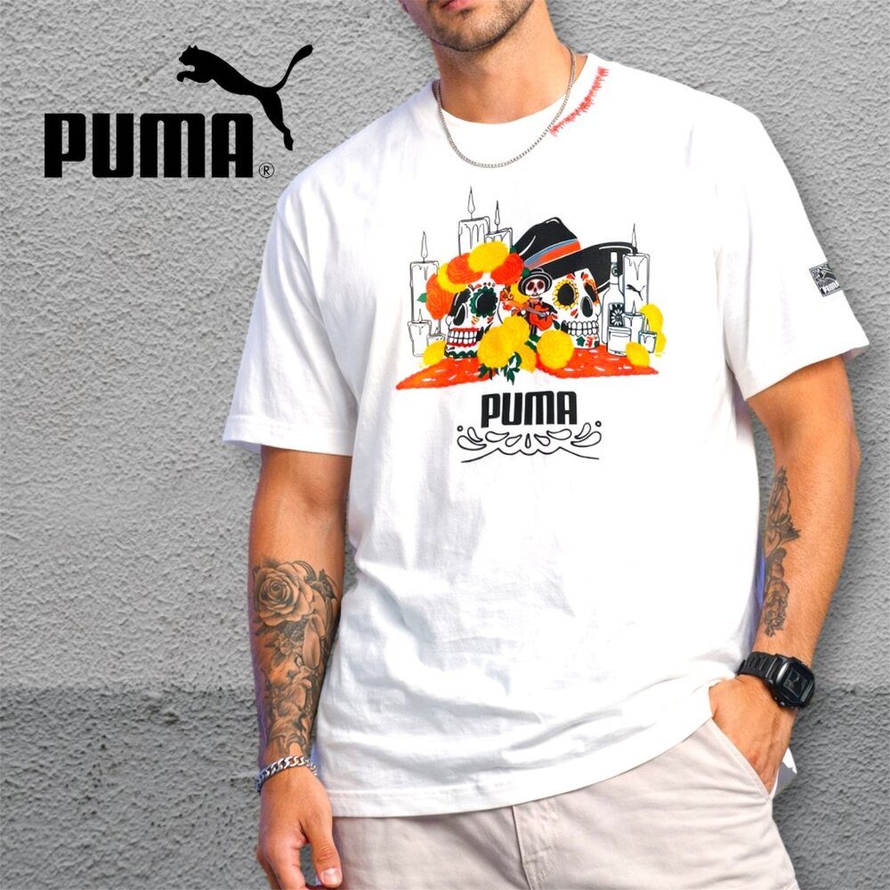 PUMA Classics Limited Edition T-Shirt: Dia de Muertos (White-Medium)